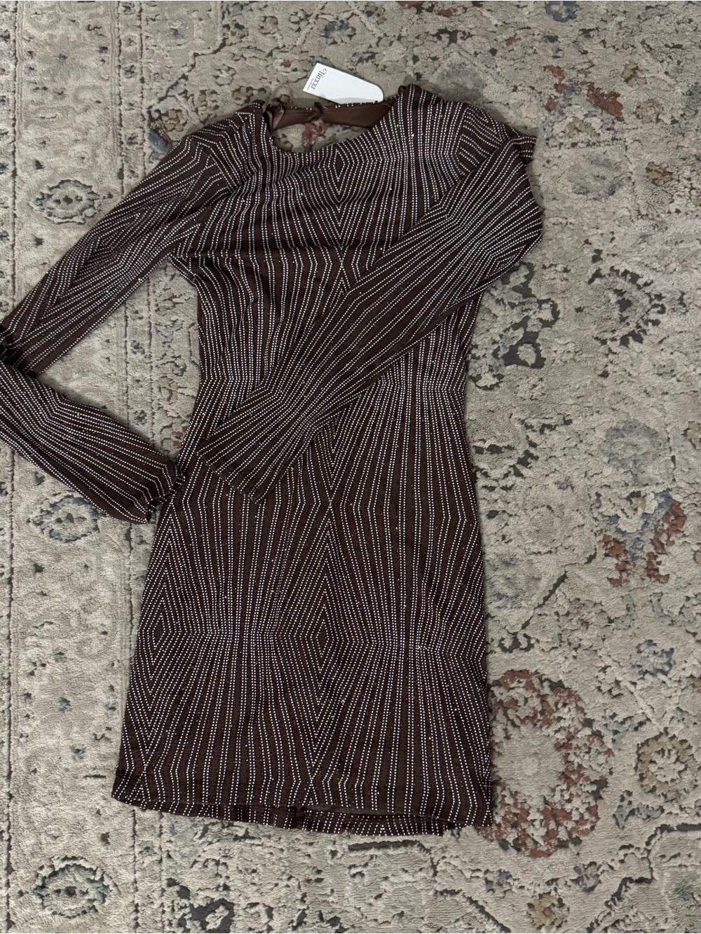 Trixxi Brown Striped Backless Bodycon Dress